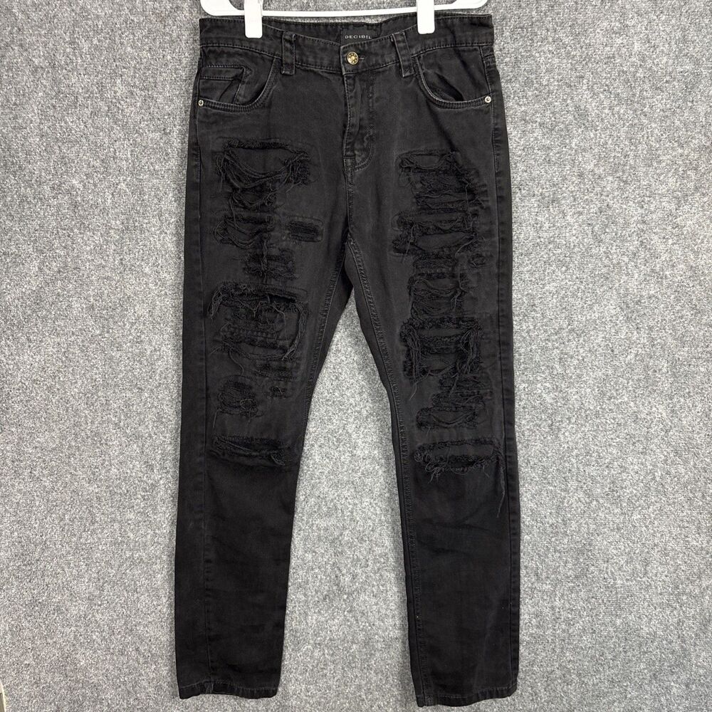 Decibel Jeans Mens Size 32 Black  Denim distressed Straight Slim